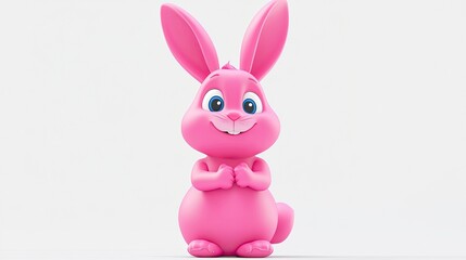 Obraz premium pink Cartoon Rabbit Character. Vector illustration. Easter. Isolated on white. 3D rendering.