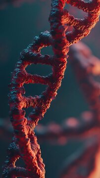 Close-up of DNA strand in vibrant 3D visualization