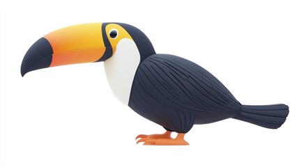 Naklejka premium Toucan bird cartoon. Exotic colorful bird illustration. white background.