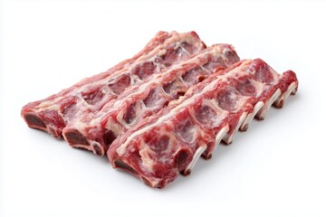 Fototapeta premium raw ribs lie on a black background and soy sauce is poured on top of them