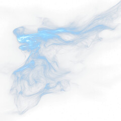 Fototapeta premium Abstract blue smoke wisps against a starry Transparent background.