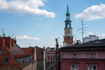 Obraz premium Narrow streets of Poznań leading to the Rynek square, showcasing the city's medieval charm