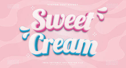 Sweet Cream 3d editable text effect Template suitable for Tasty food products