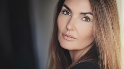 Obraz premium Woman with brown hair and brown eyes