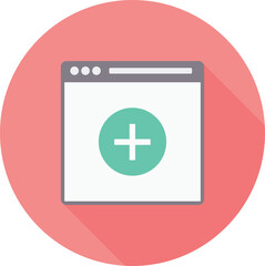 Fototapeta premium Discover this sleek add new icon, perfect for enhancing tech and productivity projects. Its clean design on a vibrant red background adds a modern touch to your digital or print media.