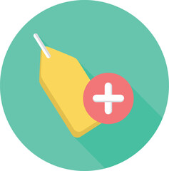 Obraz premium This vector illustration features an add tag icon in a sleek flat design. Perfect for e-commerce, labeling, and digital apps, offering a stylish and modern symbol for categorization and organization.
