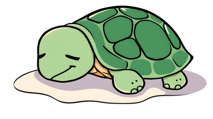 Obraz premium Cute Turtle Sleeping Cartoon Vector Icons Illustration. Flat Cartoon Concept. Suitable for any creative project. Generative AI