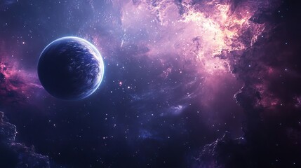 Obraz premium Stunning outer space background featuring nebulae, galaxies, and stars in a vibrant cosmic scene