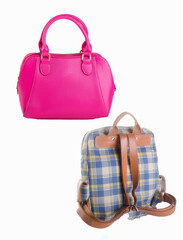 pink handbag isolated on white