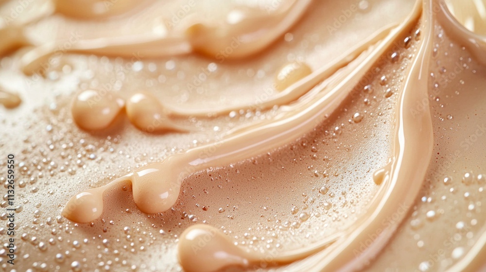 Poster focusing on the mesmerizing texture of a smooth, creamy substance, the captivating display showcases