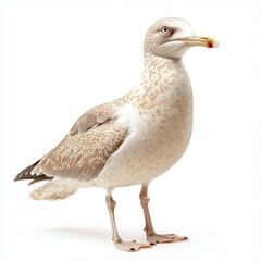 Obraz premium Seagull isolated on a white background, ideal for wildlife, ornithology, and nature design concepts.