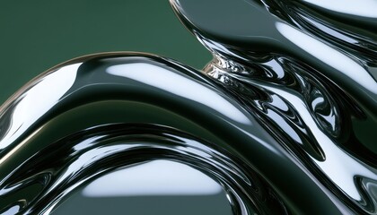 Abstract Chrome Liquid Sculpture Reflecting Light