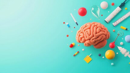 Illustration of scientific tools morphing into a glowing brain