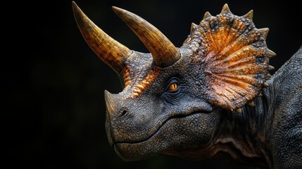 Fototapeta premium Majestic Triceratops Dinosaur Head Closeup Portrait