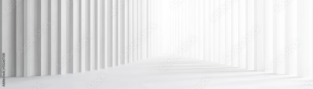 Poster abstract white columns converging in a hallway