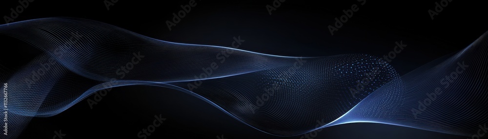 Aufkleber abstract blue wave lines flowing dark background