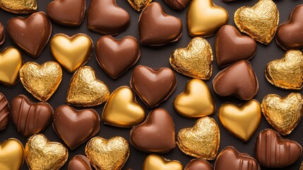 Fototapeta premium Delicious heart-shaped chocolate treats gourmet shop food photography festive atmosphere