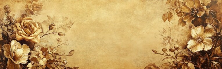 Obraz premium Ornate fantasy page border with watercolor and gold tones