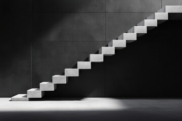 Innovative geometric staircase in a minimalist architectural gallery