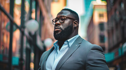 Obraz premium Portrait of a Man in a Suit on a City Street