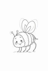 Obraz premium Cute Bee Coloring Page for Kids with Thick Lines