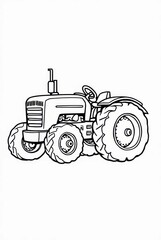 Obraz premium Coloring Page: Happy Tractor with Big Wheels