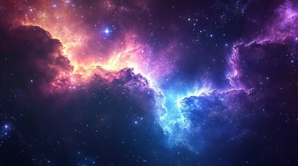 Vibrant galaxy cloud nebula with colorful cosmic dust and stars &mdash; stunning space background of a starry night cosmos, supernova, and expansive universe for astronomy and science themes