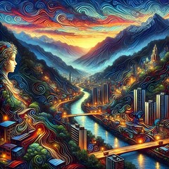 Obraz premium Surreal Beauty Under a Bright Starry Sky