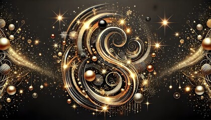 Abstract shiny gold glitter design element. For New Year, Merry Christmas greeting card design