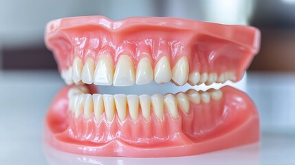 Fototapeta premium Realistic dental model showcasing teeth and gums on a clean background.