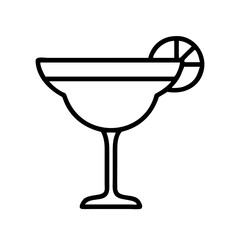 margarita glass icon, cinco de mayo line art, mexican fiesta icon - simple black line art icon of margarita glass for cinco de mayo celebrations. mexican fiesta vector art.