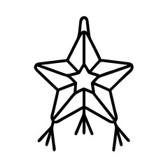 Obraz premium mexican star pinata icon, cinco de mayo line art, mexican fiesta icon - simple black line art icon of mexican star pinata for cinco de mayo celebrations. mexican fiesta vector art.