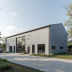 Factory Warehouse Industry Building with Exterior Metal Wall Architecture