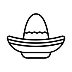 sombrero icon, cinco de mayo line art, mexican fiesta icon - simple black line art icon of sombrero for cinco de mayo celebrations. mexican fiesta vector art.
