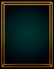 Gold frame for web presentation, vintage style double line horizontal border with 15:8 aspect ratio for 16:9 work project ,png with transparent background, glowing neon, with white tones