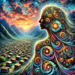 Naklejka premium Vivid and Detailed Landscape of Starry Nights