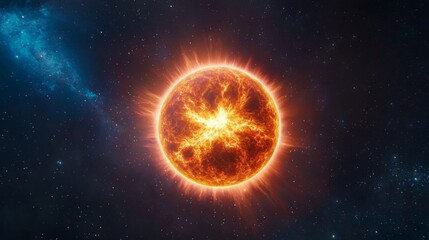 Naklejka premium Explosive solar flare event captured in space celestial phenomenon astronomical environment high-resolution viewpoint