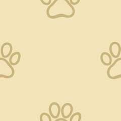 Seamless vector pattern with cute draw paws. Simple doodle style.	
