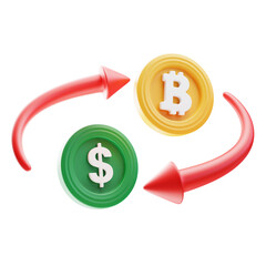 3d render icon bitcoin Exchange