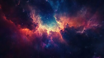 Obraz premium Vibrant space galaxy nebula with colorful clouds and starry night sky – cosmic supernova explosion, astronomy and universe science concept background