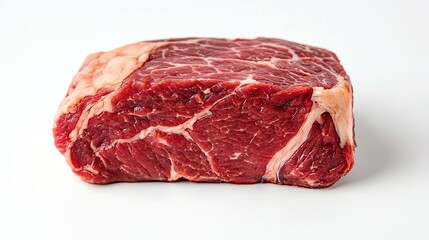 Fototapeta premium Close-up of prime rib showing juicy, tender meat with a golden crust.
