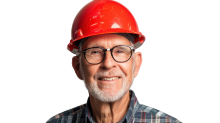 American senior male Employee IT specialist sit at work with laptop on white background
