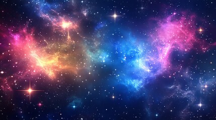 Obraz premium Vivid space background featuring realistic nebula and shining stars – colorful cosmic scene with stardust, milky way, and infinite galaxy – starry night sky and celestial universe illustration