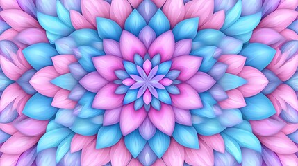 Obraz premium Pastel pink and blue floral mandala pattern.