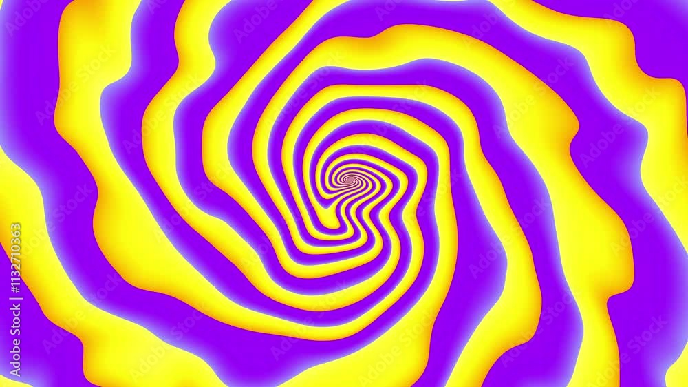 Poster purple and yellow psychedelic delusion illusion hallucinations footage. loop animation. mesmerizing 