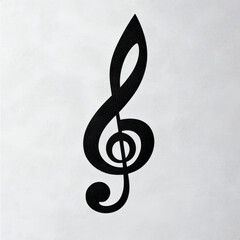 Black treble clef symbol on white textured background
