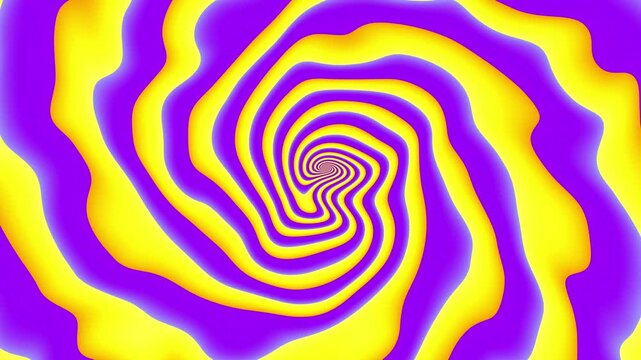 Purple and yellow psychedelic delusion illusion hallucinations footage. Loop animation. Mesmerizing trippy concept motion graphics.