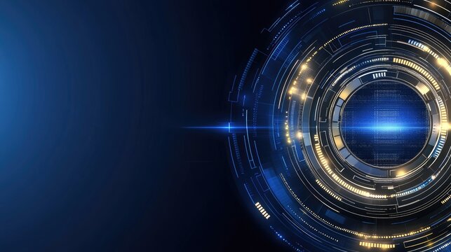 illustration showcases a glowing brain constructed from digital connections, set on a dark blue background filled with binary code