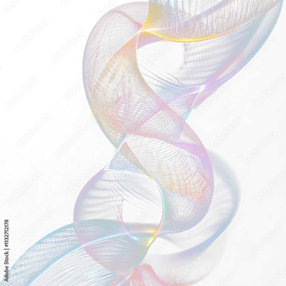Poster abstract colorful swirling helix on transparent background.