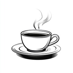 Obraz premium Hot coffee in a cup and saucer.